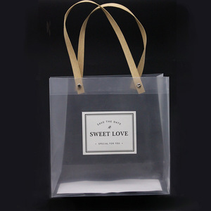 Bolsa de Plástico Transparente <span class=keywords><strong>PP</strong></span>, Bolsa de Mano Esmerilada con Asa, para Ropa, Regalos, Dulces, Compras - Product Image 5