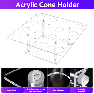 Tùy chỉnh 16-lỗ vuông <span class=keywords><strong>Acrylic</strong></span> hiển thị đứng hiện đại <span class=keywords><strong>Waffle</strong></span> <span class=keywords><strong>Cone</strong></span> Ice Cream món tráng miệng chủ cho các bên thân thiện với môi bán buôn - Product Image 5