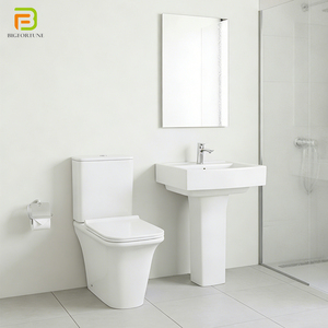 Sanitari Moderni: WC in Ceramica Quadrato, Senza Bordo, con Doppio Scarico, in Due Pezzi per Bagno, Villa, Hotel - Product Image 2