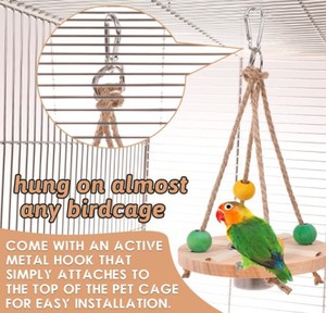 Small Rounded Wooden <strong>Bird</strong> <strong>Toys</strong> Hanging Stainless Steel <strong>Bird</strong> Feeder Swing Feeding Cup Stand Board Water Bottle <strong>Bird</strong> Bowls House - Product Image 4