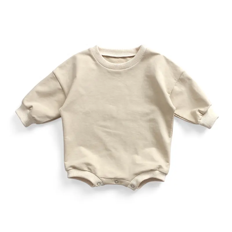 Nouveau à la mode hiver infantile une pièce à manches longues blanc éponge surdimensionné pull tissu plaine bébé body barboteuse