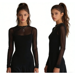 Vestido largo de malla negra para mujer - Manga transparente, bajo asimétrico, estilo gótico, ropa de mujer, moda - Product Image 2