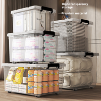 Boîte de rangement en plastique transparente avec couvercle, organisateur de vêtements et de jouets sous le lit, conteneur pliable pour le déménagement et le rangement à domicile