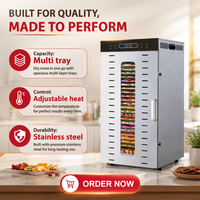 Déshydrateur alimentaire Shuangchao 220V, contrôle de température 30-90°C, grille en acier inoxydable pour petites/grandes quantités, friandises pour animaux, fruits