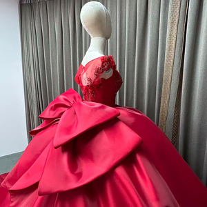 Vestido de Gala Rojo para Quinceañera XV Años y Vestidos de Princesa para Fiesta de 16 Años con Cola de Capilla, Vestidos de Noche - Product Image 6