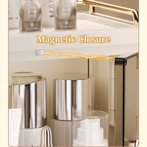 Modern Large Capacity Foldable Plastic Desktop <b>Storage</b> <b>Box</b> Durable Double Dustproof Makeup Organizer Cosmetics Skin - Product Image 3