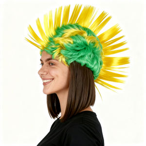 Perruque Mohawk Synthétique Personnalisée Pas Chère, Couleur au Choix, pour Fans de Sport, Fêtes, Halloween, Cosplay, Supporters de Football, Unisexe, Résistante à la Chaleur, Style Punk, Sans Colle - Product Image 1