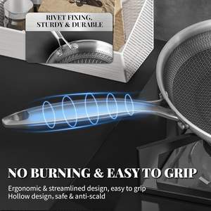 Poêles à frire en acier inoxydable triple antiadhésif 8 10 12 pouces Poêle à frire en nid d'abeille 20cm 24cm 28cm Poêle à frire hybride - Product Image 4