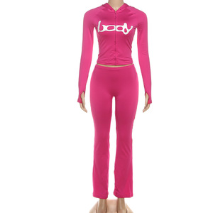 Toptan Trendy popüler 2025 kadın güz moda Hoodie eşofman <span class=keywords><strong>2</strong></span> parça pantolon seti - Product Image 1