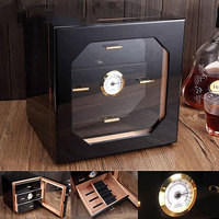 Boîte de rangement de cigares présentoir en bois de cèdre rouge armoire à cigares sur pied avec 4 plateaux tiroirs et séparateurs