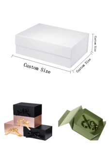 Papier d'emballage de boîte cadeau magnétique en carton de luxe personnalisé d'usine avec fermeture par ruban avec logo - Product Image 3