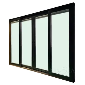 Puertas modernas de vidrio doble para exteriores, puertas correderas de aluminio de diseño moderno con persianas integradas