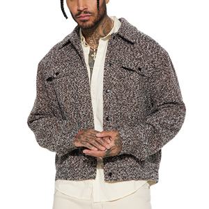 Veste en laine tweed de style camionneur pour homme, sur mesure, en chocolat, taille plus, YUCHEN - Product Image 1