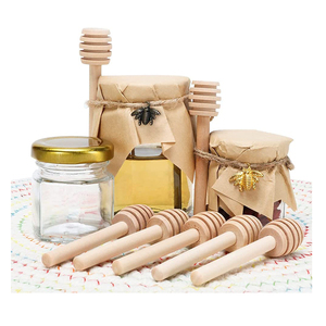 Bán Buôn 45Ml 120Ml 190Ml Hình Lục Giác Rõ Ràng Mini Kẹo Jelly Glass Mật Ong <span class=keywords><strong>Jar</strong></span> Với Bằng Gỗ Dipper - Product Image 2