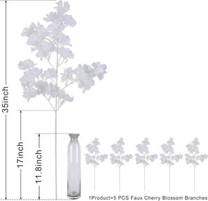 Artificial Decor Flowers Wholesale High Quality <b>Light</b> White Silk Cherry Blossom <b>Branches</b> Environment Friendly Valentine's Day - Product Image 3