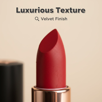 Lápiz Labial Mate de Terciopelo Natinda OEM de Marca Privada, Mineral, Impermeable, de Larga Duración, Rojo, Maquillaje, Tubo Negro, 3.5g, Certificado MSDS