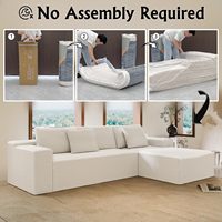 Weißes Modernes Modulares L-förmiges Cloud-Sofa-Set 104 Zoll Cordstoff Tiefer Sitzkomfort Keine Montage Erforderlich