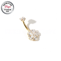 Anneaux de piercing pour le nombril Freya G23 en titane et zircon, motif fleur, conforme à la norme ASTM-F136, avec filetage interne, bijoux de corps en titane