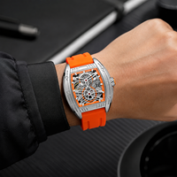 Montre mécanique sportive carrée pour homme en alliage, réserve de marche, bracelet en silicone, lumineuse, étanche, multifonctionnelle, modèle 8601G