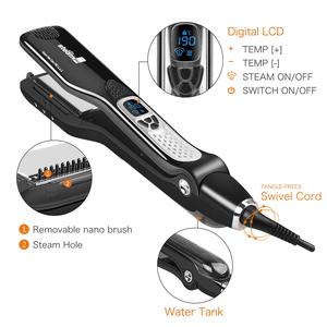 China Private Label Electric <strong>Brush</strong> Tourmaline Ceramic Flat Iron Professional Steam Hair <strong>Straightener</strong> - Product Image 5