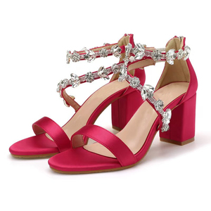 Sandali da donna in raso aperto con decorazione di cristallo blocco tacco <span class=keywords><strong>per</strong></span> festa di nozze <span class=keywords><strong>sera</strong></span> alla moda <span class=keywords><strong>scarpe</strong></span> da donna - Product Image 5