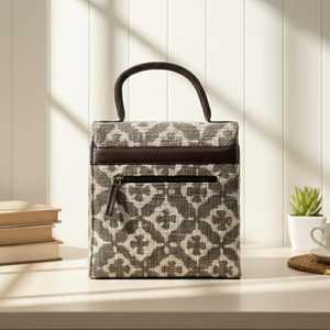 Sac bandoulière mini bohème gris en tissu tapis imprimé à la main, sac de voyage fait main, vente en gros, export Inde - Product Image 2