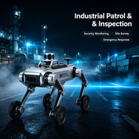 Robot chien quadrupède commercial M1 Smart Navigation Pro à roues et jambes, boîte de vitesses motorisée, PLC, construction en alliage d'aluminium, alimenté par l'IA