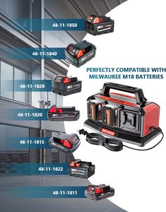 <span class=keywords><strong>Cargador</strong></span> <span class=keywords><strong>de</strong></span> Baterías Super Rápido Compatible con Baterías <span class=keywords><strong>Milwaukee</strong></span> <span class=keywords><strong>M18</strong></span> con Herramientas, Estación <span class=keywords><strong>de</strong></span> Carga Rápida Simultánea <span class=keywords><strong>de</strong></span> 6 Puertos, 48-59-1807 - Product Image 3
