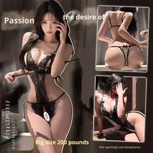 Lingerie sexy grande <span class=keywords><strong>taille</strong></span>, soutien-gorge push-up sans armatures, bonnet large, body en dentelle à entrejambe ouvert, tissu polyester Dobby, ODM Pure Desire - Product Image 2