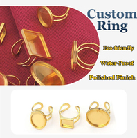 DIY Schmuckset Edelstahl Blanko Offene Manschettenringe Gold Silber Runde Quadratische Herrenringe Ovale Fassung Anpassbare Verstellbare Ringe Silberfarben