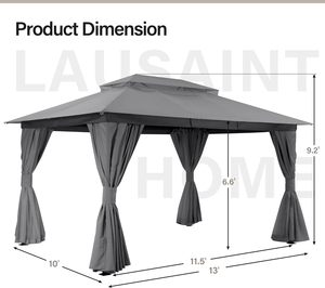 Gazebo de jardin en aluminium avec revêtement en poudre, 10'x13', avec boulons d'extension, tente de fête et abri robuste avec toits doubles - Product Image 2