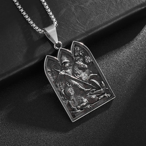 Juego de Collar con Colgante de Medallón de Caballero Templario, Escudo de Casco, Joyería Masónica Vintage de Acero Inoxidable de Alta Calidad para Hombre - Product Image 3