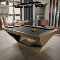 Moderner 2-in-1 Billard- & Tischtennistisch 8FT Massivholz-Schieferplatte Poolbillard mit Queue Familien-Spaßzentrum