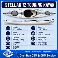 Kayak de randonnée Stellar en fibre de carbone de 12 pieds, kayak de mer récréatif pour une personne, pour les sorties d'une journée sur lac et rivière, pour les pagaieurs débutants