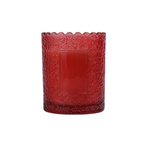 Barattolo di vetro con candela per aromaterapia per aromaterapia con figure goffrate vuote di colore rosso giallo grigio - Product Image 5