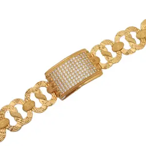 Perhiasan Gelang Berlian Rantai Kuba 18K Emas Disepuh Charm Fashion Charms Kustom Gelang Pria dan Wanita