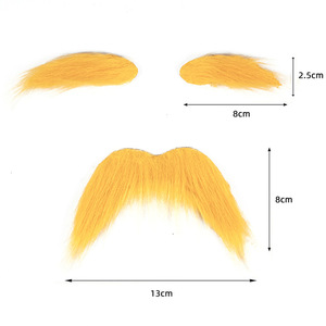 DAMAI Moustache jaune, sourcils, fausse barbe pour enfant et adulte, accessoires de déguisement d'Halloween, accessoires de fête amusants pour hommes et femmes en polyester - Product Image 6