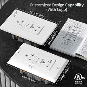 Venta al por mayor GFCI 15 AMP 125V toma 220V American 110V autoprueba puesta a tierra GFI GFCI salida dual socket TR con logotipo personalizado - Product Image 3
