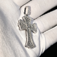 Pendentif Croix en Argent S925 de Haute Qualité, Entièrement Sertie de Moissanite Couleur D VVS, Pendentif Chrétien Givré, Passe le Testeur de Diamant, OEM, Livraison Rapide