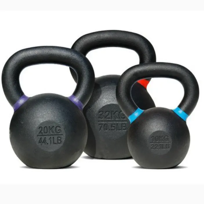 Kettlebell Lapisan Bubuk Besi Cor Hitam Pelatihan Berat Kettlebell Desain Baru