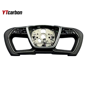 Ytcarbon พวงมาลัยให้ความร้อนสำหรับ <span class=keywords><strong>A6</strong></span> C8 Avant allroad อุปกรณ์ตกแต่งภายในรถพวงมาลัยแบบปรับแต่งได้จริงคาร์บอนไฟเบอร์ - Product Image 2