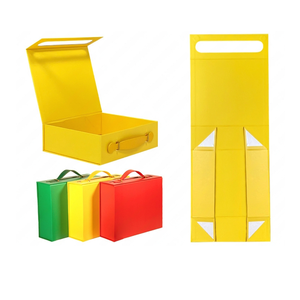 Sinh thái thân thiện màu xanh lá cây màu vàng đỏ từ các tông lưu trữ hộp nằm phẳng gấp vali cửa hàng gấp lên hộp hiển thị với xử lý - Product Image 3