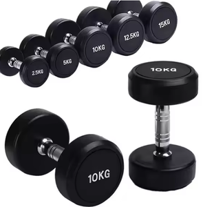 Haltères lourds de 10 kg et 25 kg pour salle de sport commerciale, haltères en caoutchouc noir recouverts de PU pour l'entraînement des bras - Product Image 3