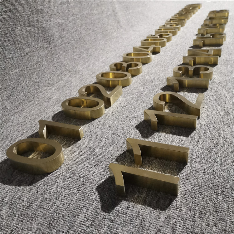 Высококачественная матовая 3d металлическая буква знак гальваническое золото 3d лазерная резка металлические буквы