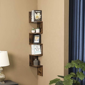 Estantería de esquina de madera de 5 niveles, estante de pared flotante con diseño en Zigzag - Product Image 6