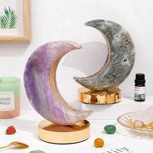 Nhà Máy Giá đá quý thủ công mỹ nghệ tự nhiên Rose Quartz Mặt trăng pha lê Đèn bàn cho món quà - Product Image 2