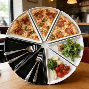 Juego de 6 Platos Triangulares de Melamina para Pizza de 8.65 Pulgadas, Redondos, para Servir Pizza - Product Image 1