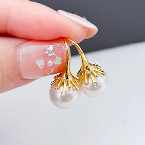 Accessoires en argent S925 pour la création de bijoux, plateau vide avec perles rondes de 11-13 mm et crochet d'oreille, bijoux en argent tendance 22318 - Product Image 3