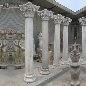 Decorative Stone Columns Hand Carved Outdoor Decorative Design Natural Stone Cover Greek Marble Roman Column Pillar