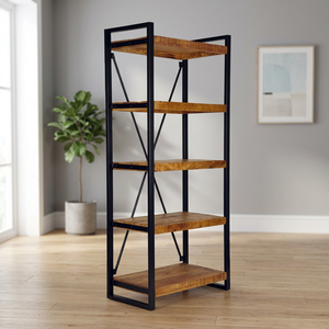 Industrial Vintage 5-Tier Iron Metal Antique Bookshelf Home Furniture Farmhouse Supermarket Apartment Living Room School - Product Image 2